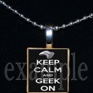 KEEP CALM and GEEK ON Scrabble Necklace Pendant Charm Key-chain Gift