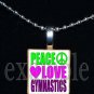 Peace Love Gymnastics GYM Scrabble Necklace Pendant Charm Key-chain Gift