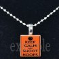 KEEP CALM AND SHOOT HOOPS Scrabble Necklace Pendant Charm or Key-chain