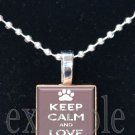 Keep Calm and Love Dogs Tile Pendant Necklace Charm Key-chain