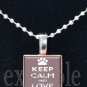 Keep Calm and Love Dogs Tile Pendant Necklace Charm Key-chain