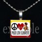 PEACE LOVE BLUEWATER SEMINOLES Elementary School Team Mascot Pendant Necklace Charm or Keychain