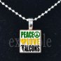 PEACE LOVE LEWIS FALCONS School Team Mascot Pendant Necklace Charm or Keychain