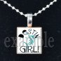 DESTIN MIDDLE SCHOOL MARLINS GIRL School Team Mascot Pendant Necklace Charm or Keychain