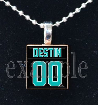 DESTIN MIDDLE SCHOOL MARLINS PERSONALIZED FOOTBALL JERSEY School Team Mascot Necklace or Keychain