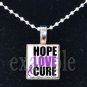 ALZHEIMER'S HOPE LOVE CURE Awareness Ribbon Scrabble Tile Pendant Necklace Charm Key-chain