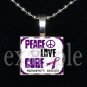 ALZHEIMER'S HOPE LOVE CURE Awareness Ribbon Scrabble Tile Pendant Necklace Charm Key-chain