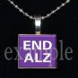ALZHEIMER'S END ALZ Awareness Ribbon Scrabble Tile Pendant Necklace Charm Key-chain
