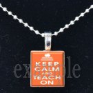 KEEP CALM & TEACH ON School Teacher Scrabble Necklace Pendant Charm or Key-chain Great Gift