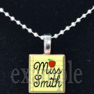 Teacher PERSONALIZED Apple Notebook Paper Scrabble Necklace Pendant Charm Key-chain Great Gift