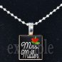 Teacher PERSONALIZED Apple Chalkboard Scrabble Necklace Pendant Charm Key-chain Great Gift