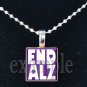END ALZ ALZHEIMER'S Awareness Purple Ribbon Scrabble Tile Pendant Necklace Charm OR Key-chain