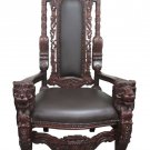 NEW Solid Mahgony Hand Carved Chair w/ Lions Design-Very Unique One of a Kind