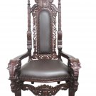 New High End Solid Mahogany Hand Carved Kings Chair-Elephant Design-Very Unique