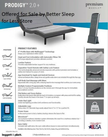 Leggett and Platt Prodigy 2.0+ Plus Split Cal King Bed Free White Glove Delivery