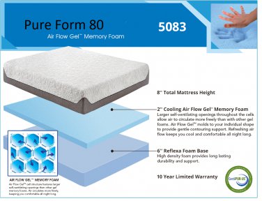 Full 8'' Gel Memory Foam Mattress! Boyd Pure Form 80! NEW! Cool Cover!
