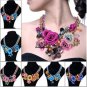 Spring Design Gold Chain Pink Flower Spray Paint Necklace SHIPS FREE WORLDWIDE