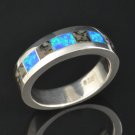 Dinosaur Bone and Lab Created Opal Ring