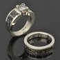 Dinosaur Bone Wedding and Engagement Ring Set