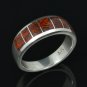 Red Dinosaur Bone Ring in Sterling Silver