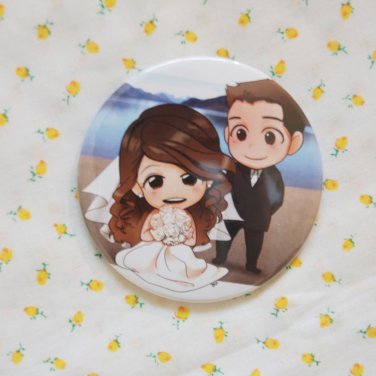 Round hand mirror (Wedding Couple Beach)