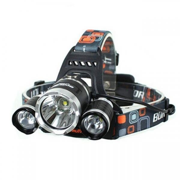 0XML 3*T6 5000LM 4 Modes Single LED Headlamp Black