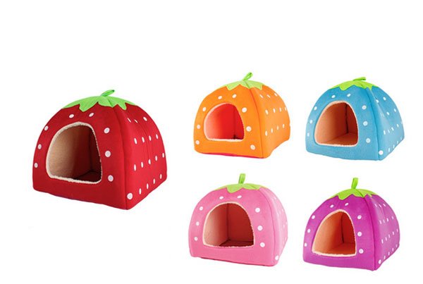 Soft Cotton Cute Strawberry Style Multi-purpose Pets Dog Cat House Nest Yurt