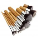 New 11Pcs Fiber Nylon Bamboo Handle Makeup Brush Set Kits for Cosmetic with Bag
