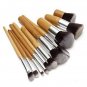 New 11Pcs Fiber Nylon Bamboo Handle Makeup Brush Set Kits for Cosmetic with Bag