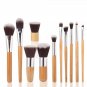 New 11Pcs Fiber Nylon Bamboo Handle Makeup Brush Set Kits for Cosmetic with Bag