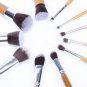 New 11Pcs Fiber Nylon Bamboo Handle Makeup Brush Set Kits for Cosmetic with Bag