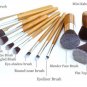 New 11Pcs Fiber Nylon Bamboo Handle Makeup Brush Set Kits for Cosmetic with Bag