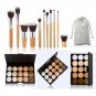15 Color Concealer Palette & 11pcs Bamboo Handle Brush Pince Maquiagem Kit