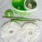 Easy Magic Floor Mop 360 Bucket 2 Heads Microfiber Spin Spinning Rotating Green