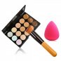 15 Colors Makeup Contour Face Cream Concealer Palette+Sponge Puff+Powder Brush