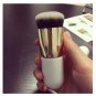 Nylon Hair Wooden Handle Ultra Plush Powder Brush White & Golden