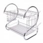 2 Tiers Kitchen Dish Cup Drying Rack Drainer Dryer Tray Cultery Holder Organizer
