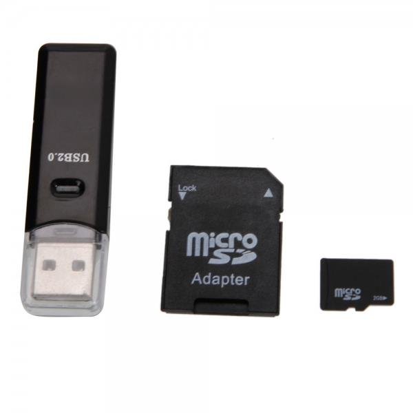 2GB Micro SD Card + SD Card Adapter + Card Reader