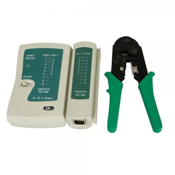 Network Lan Cable Tester RJ45 RJ11 RJ12 Cat5 + Crimper