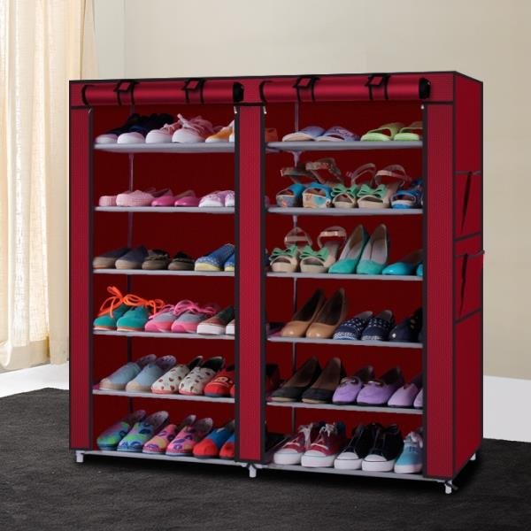 Portable Shoe Rack Shelf Storage Closet Organizer Cabinet 6 Layer 12 Grid