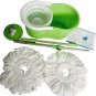 Magic Floor Mop 360&Acirc;&deg;Bucket 2 Heads Microfiber Spin Spinning Rotating Head