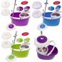 Easy Magic Floor Mop 360 Bucket 2 Heads Microfiber Spin Spinning Rotating Blue
