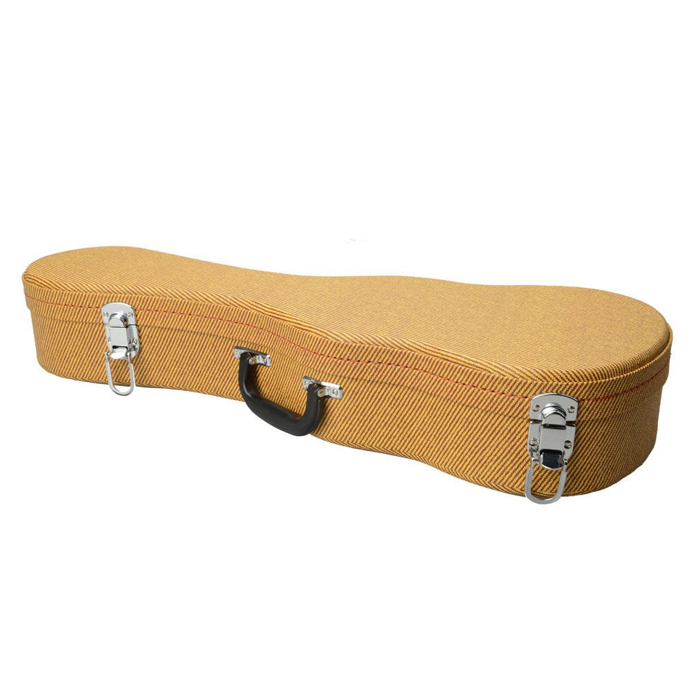 24" Student Concert Python Pattern Leather Ukulele Case Classic Hard Case Yellow