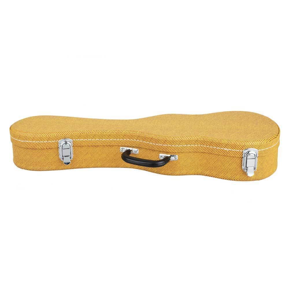 Student 21" Soprano Pattern Leather Ukulele Case Classic Hard Case Yellow