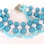 Handmade Teal and White Bead Bracelet