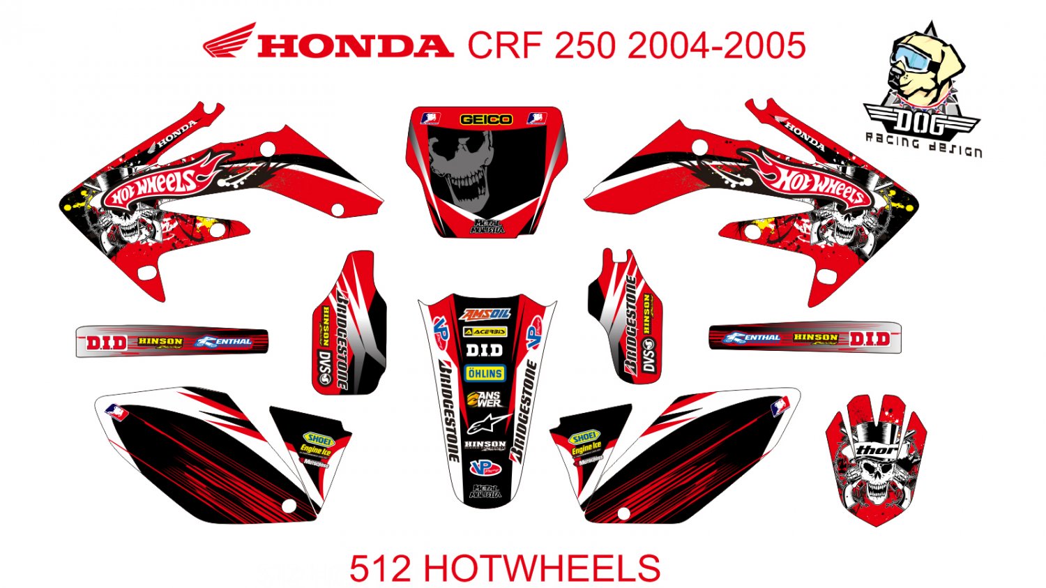 Honda Crf 250 2004 2005 Graphic Decal Kit Code512