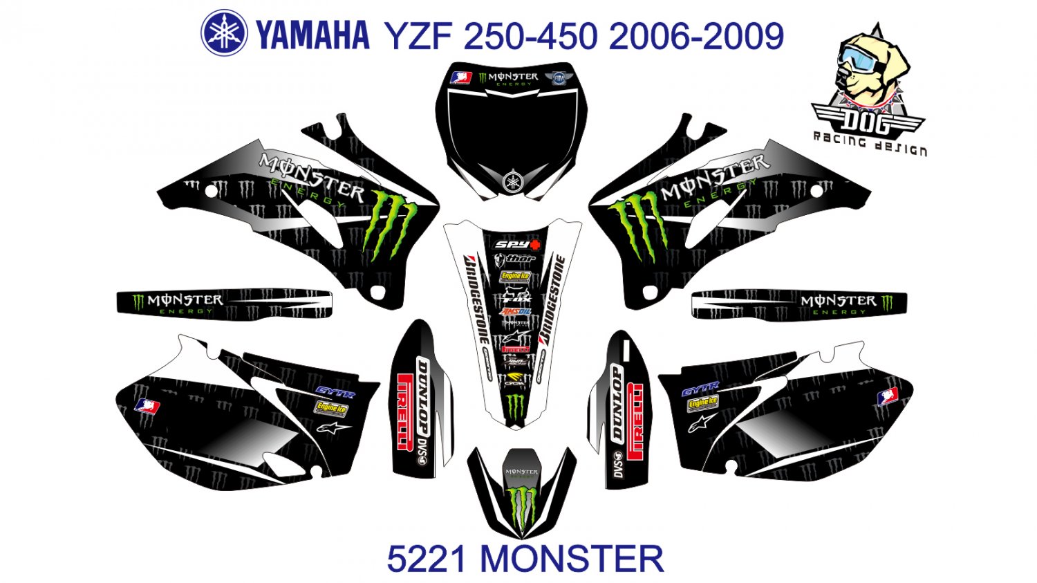 YAMAHA YZF 250-450 2006-2009 GRAPHIC DECAL KIT CODE.5221