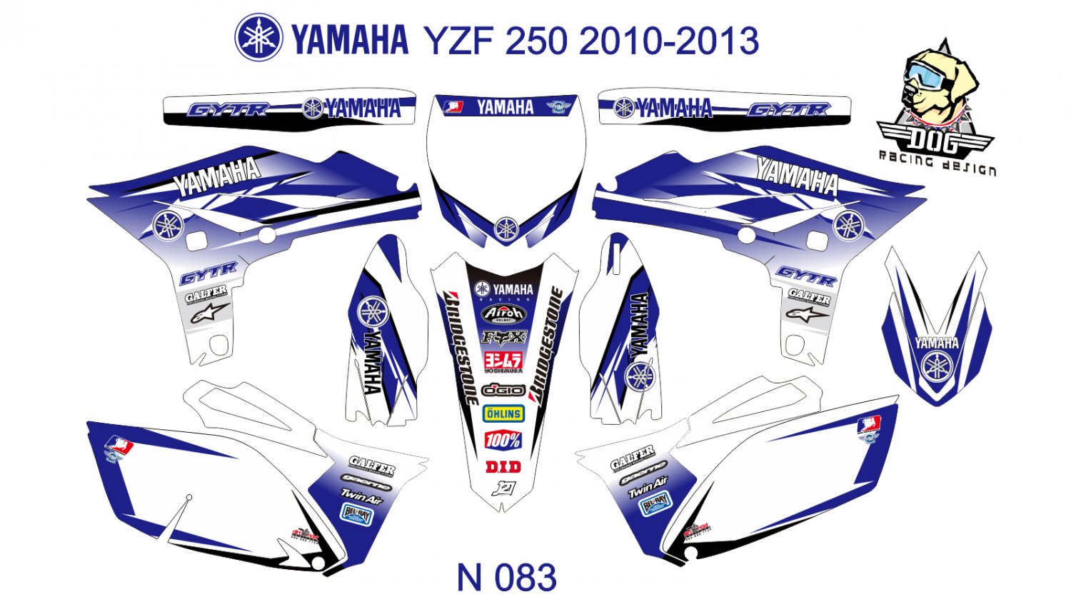 YAMAHA YZF 250 20102013 GRAPHIC DECAL KIT CODE.N 083