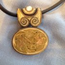 Vintage Costume Modernist  Enamel Swirl Necklace
