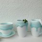 Free Shipping!! Ceramic Cup & Saucer Tea Set in Tiffany blue/ Turquoise -Handmade